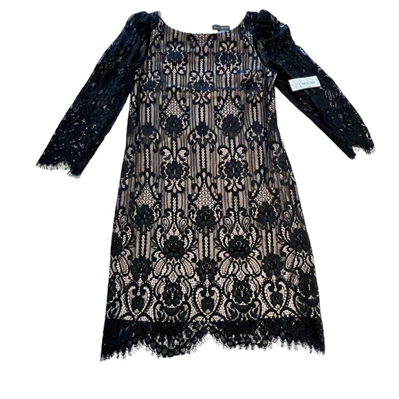 Jessica Howard Blush Pink and Black Lace Overlay Dress, Size 14. - Picture 5 of 13